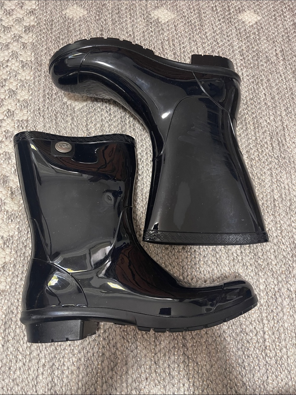 UGG Glossy Black Short Rain Boots